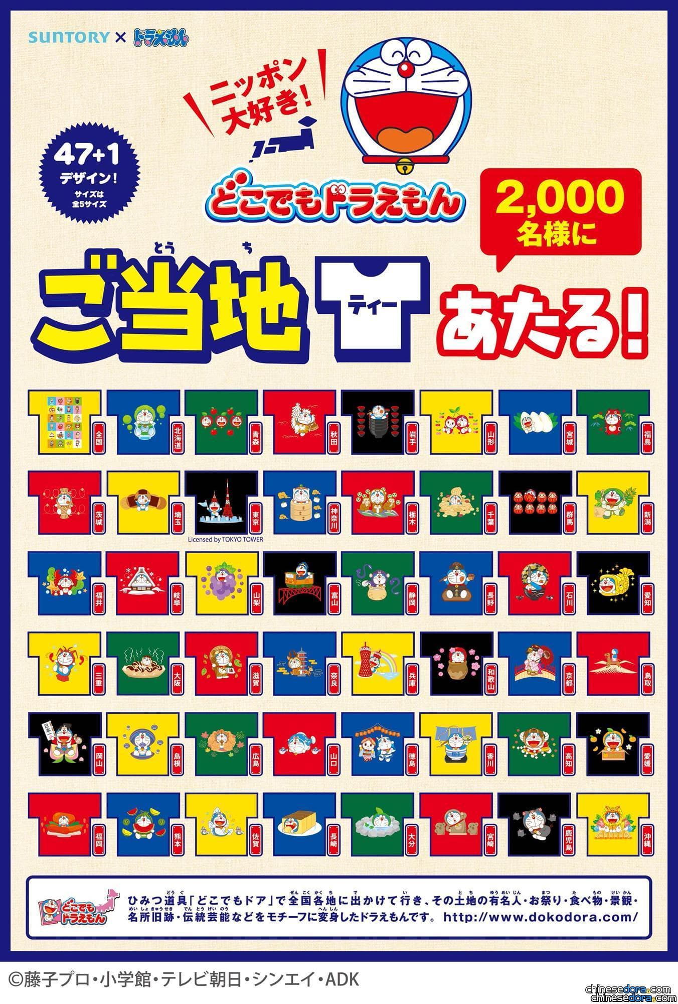 [日本] 地方特色與哆啦A夢結合! 買飲料送「到處都是哆啦A夢T恤」